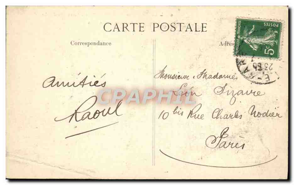 CPA Lille Place de la Republique Statue Faidherhe Tramway — Rückseite