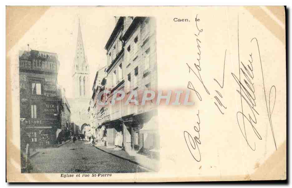 CPA Caen Eglise et Rue St Pierre