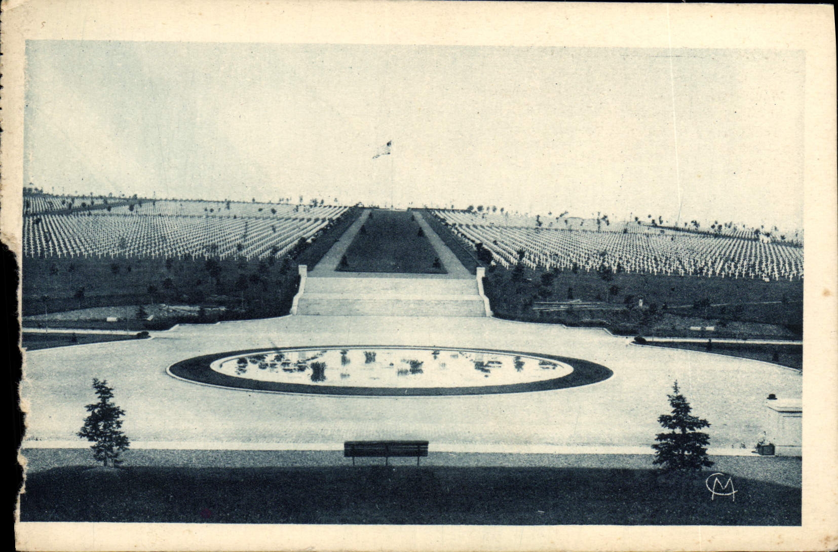 Antike Ansichtskarte Romagne Sous Montfaucon Amerikanischer Friedhof Militaria