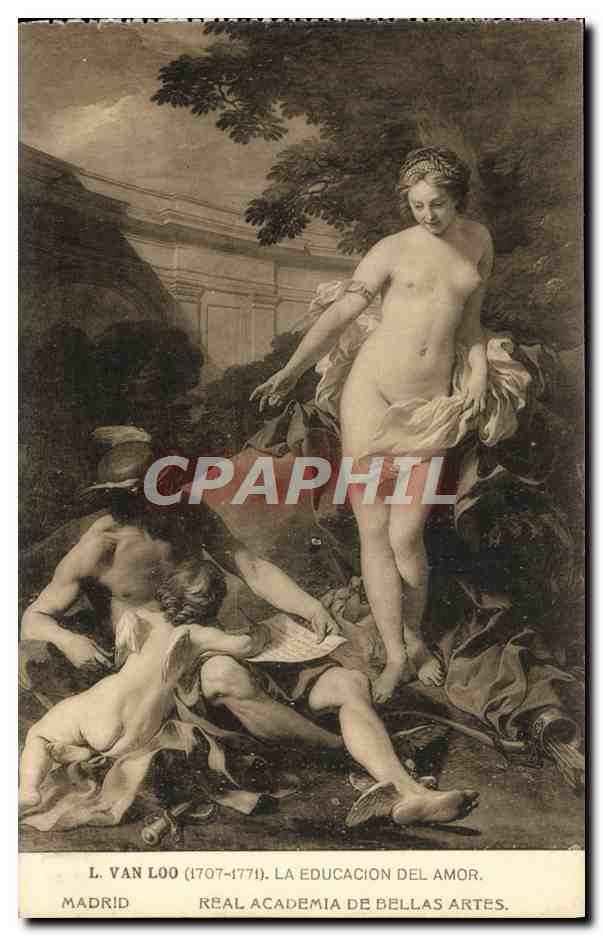 CPA Madrid Real Academia De Bellas Artes Van Loo La education del amor