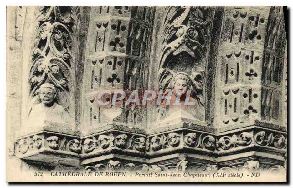 CPA Cathedrale De Rouen Portail Saint Jean Chapiteaux