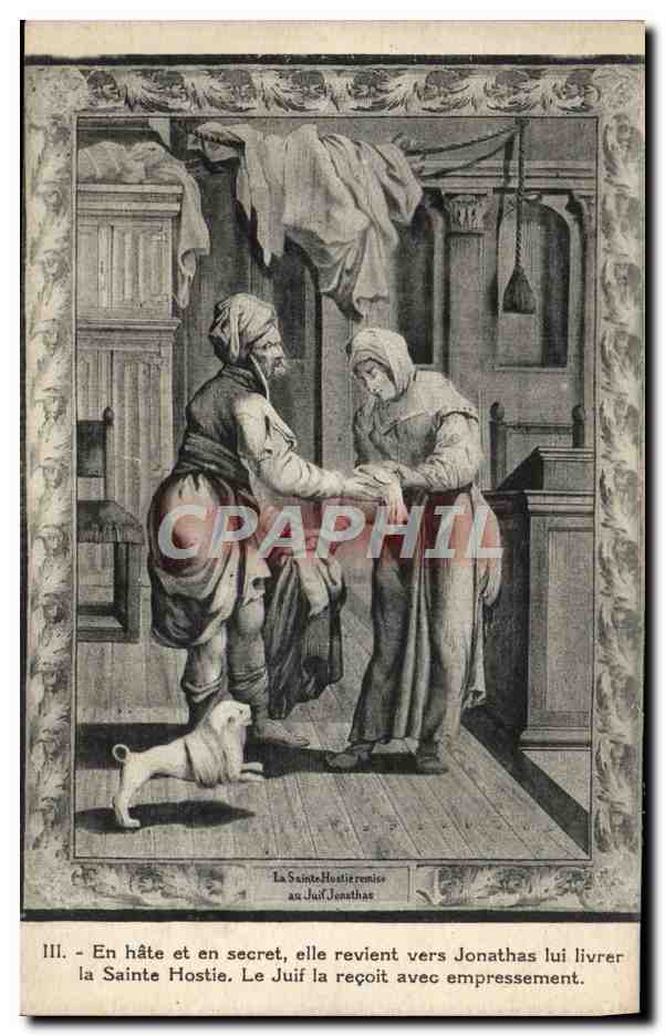 CPA En Hate et en Secret elle Revient Vers Jonathas lui livrer la saint Hostie Le juif la recoit Judaica