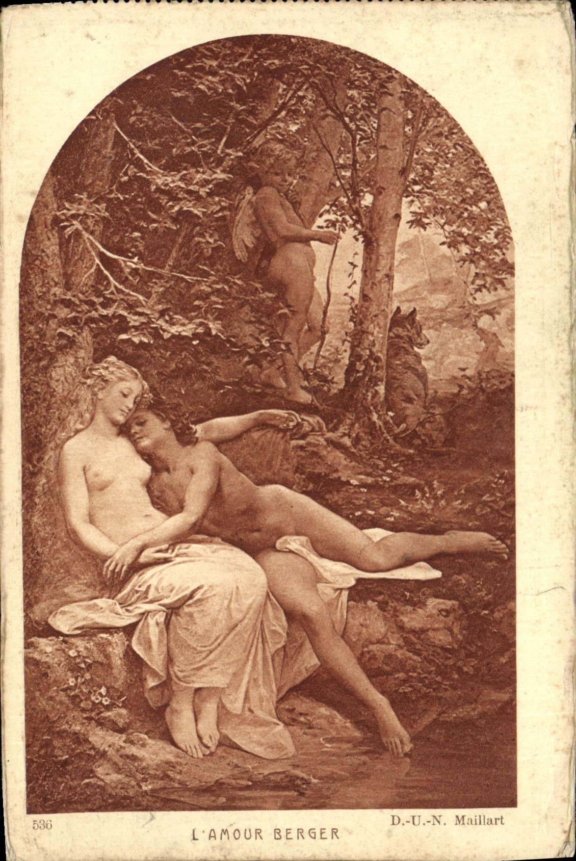 CPA L'Amour Berger Nu erotique