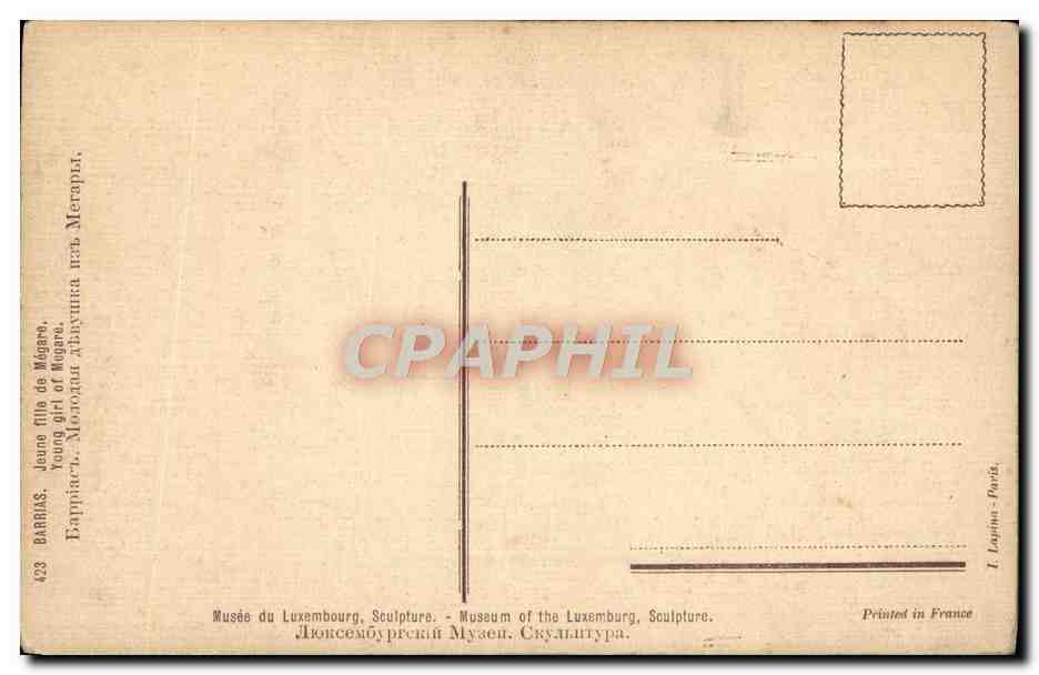 CPA Musee du Luxembourg Barrias Jeune fille de Megare — Rückseite