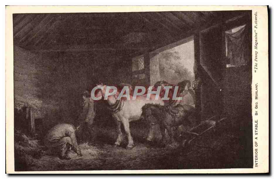 CPA Interior Of A Stable Morland Chevaux