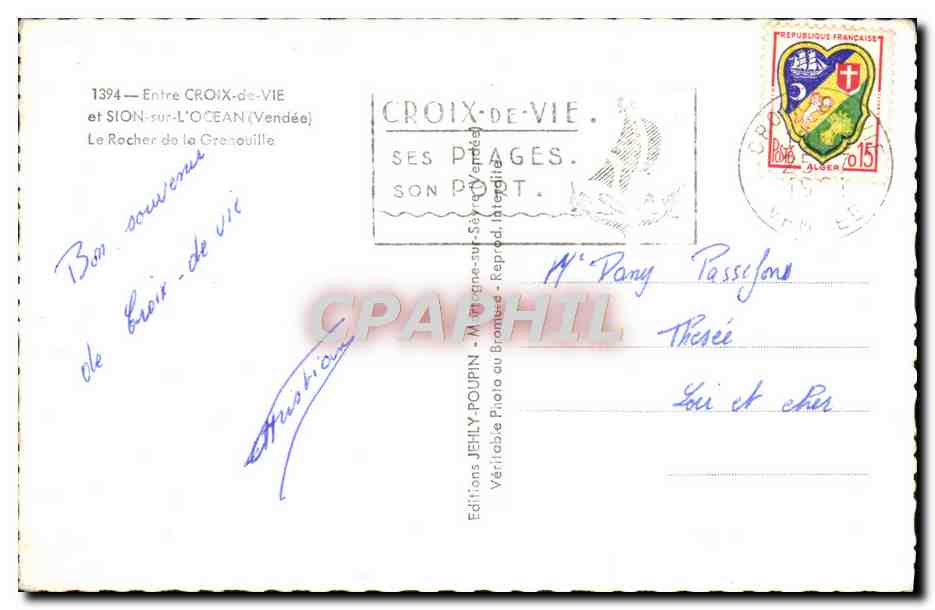 CPM Entree Croix de Vire et Sion sur L'Ocean le rocher de la grenouille — Verso