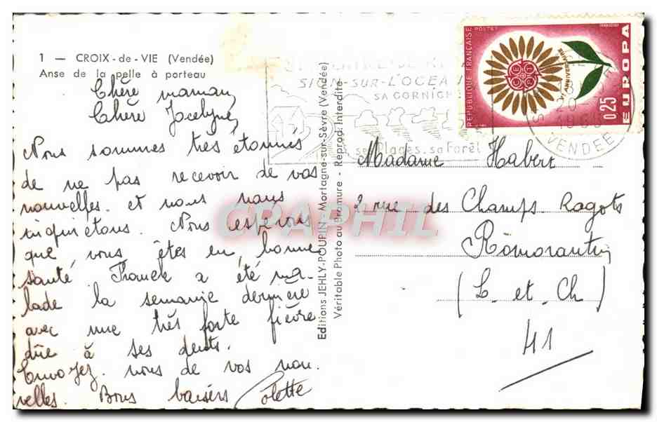 CPA Croix de Vie Saint Gilles Anse de la pelle a porteau — Verso