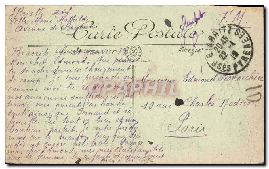 CPA Biarritz Le Phare et la Chambre d'Amour — Verso
