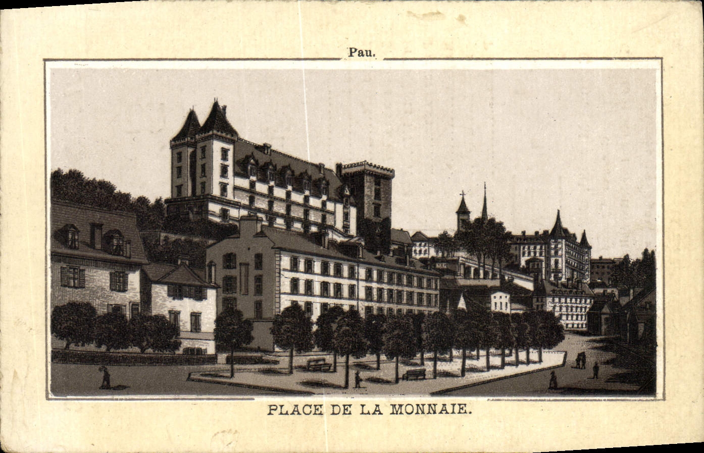 CPA Pau Place De La Monnaie publicite S Huan Rue Nationale Nantes Vins 