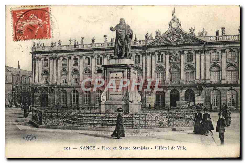 CPA Nancy Place Et Statue Stanislas L'Hotel De Ville