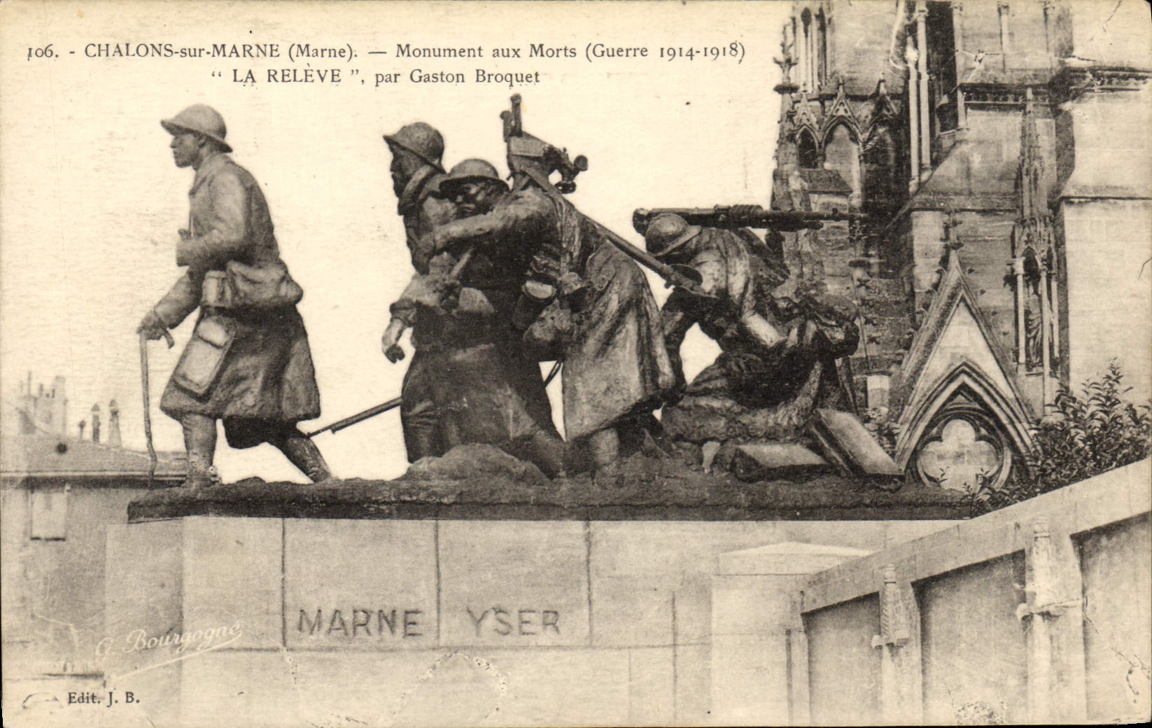 CPA Chalons Sur Marne Monument Aux Morts La Releve Par Gaston Broquet Militaria 