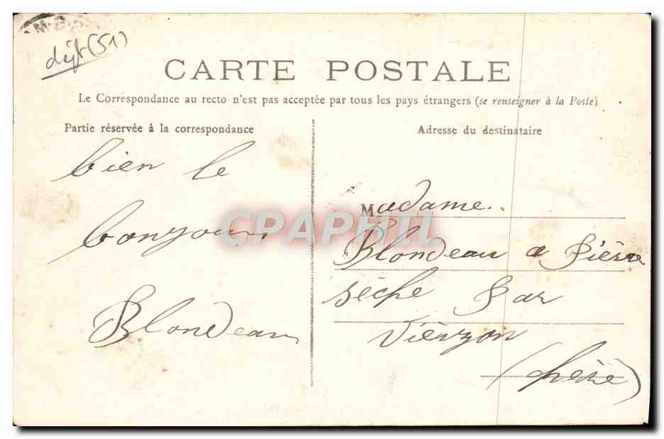 Chalons-sur-Marne — Hôtel de Ville — Édition de l'Union Républicaine — Rückseite