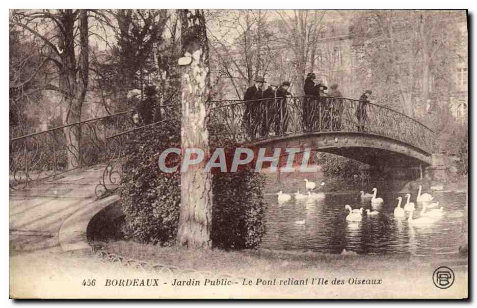Bordeaux - Jardin Public - Le Pont reliant l'Île des Oiseaux — éditeur B. n° 456