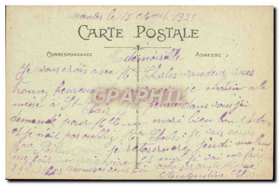 CPA Nantes Le Monument De Villebois Mareuil Et La Bourse — Verso