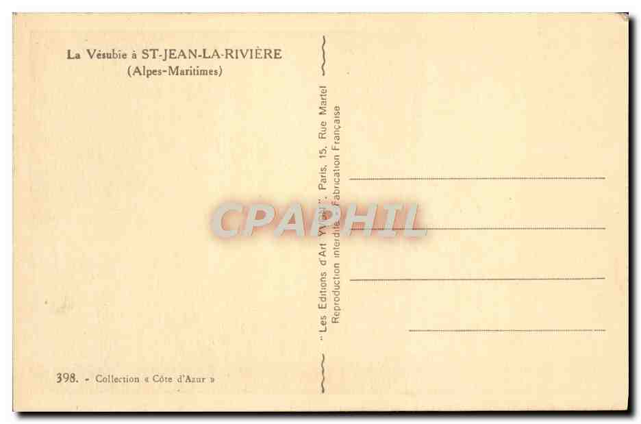 CPA Le Vesubie a St Jean La Riviere — Rückseite