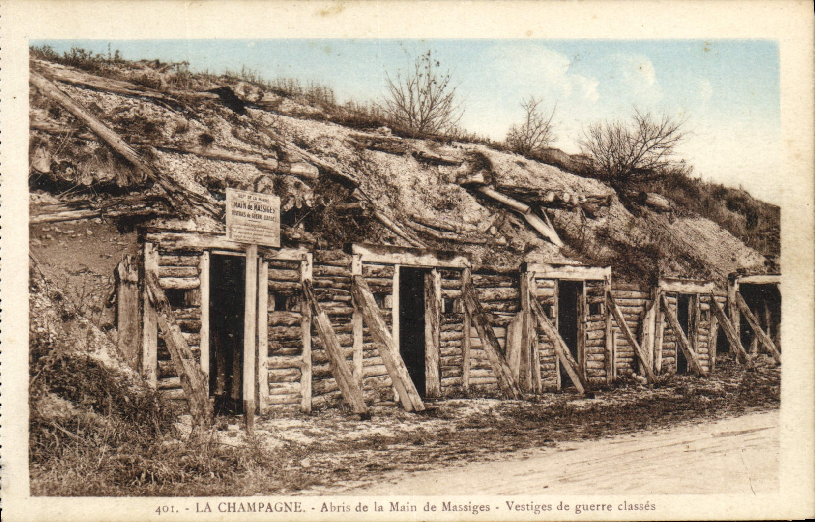 CPA La Champagne Abris De La Main De Massiges Vetiges De Guerre Classes 