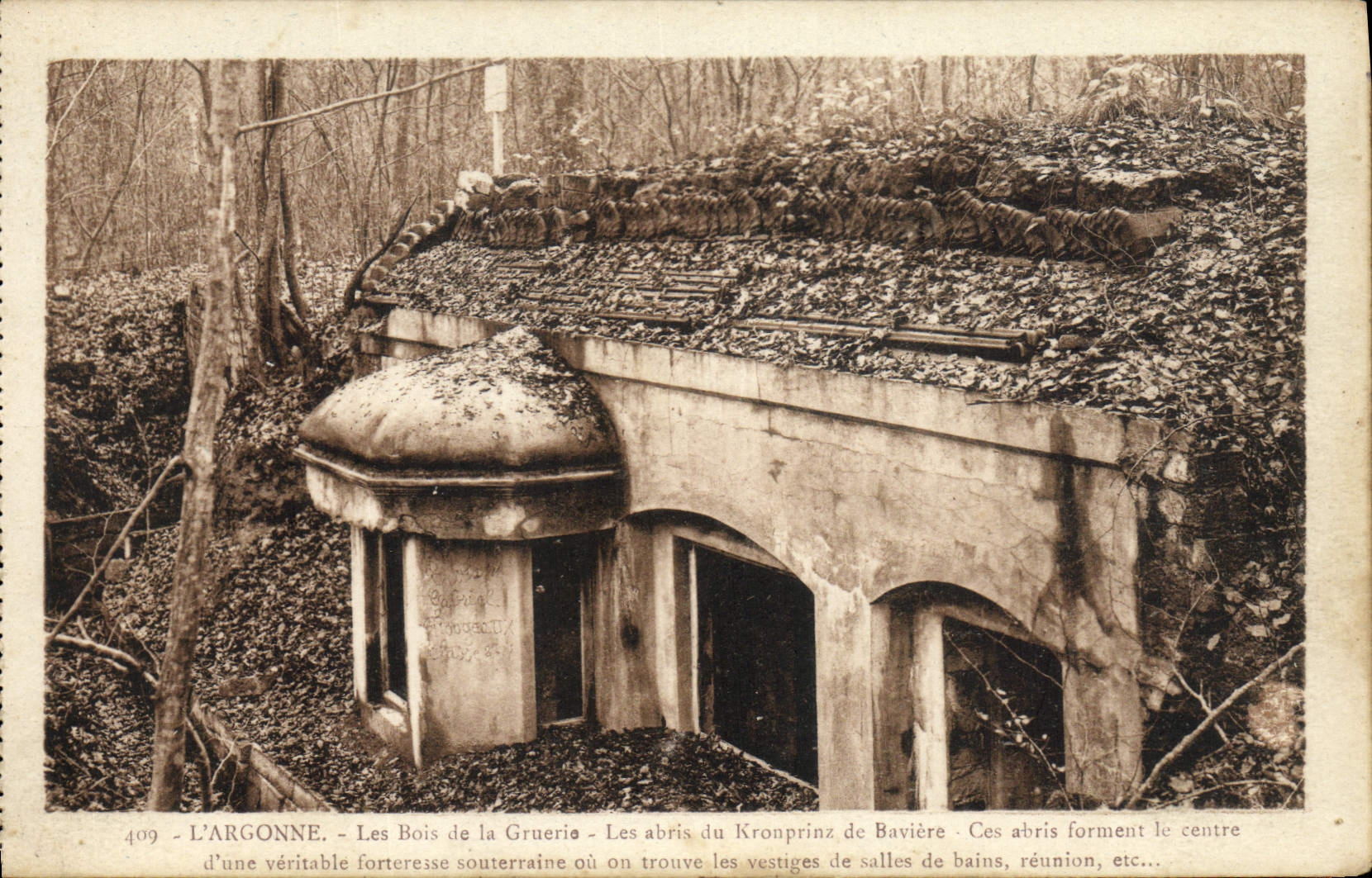 CPA L'Argonne Les Bois De La Gruerie Les Abris Du Krouprinz de Baviere Militaria