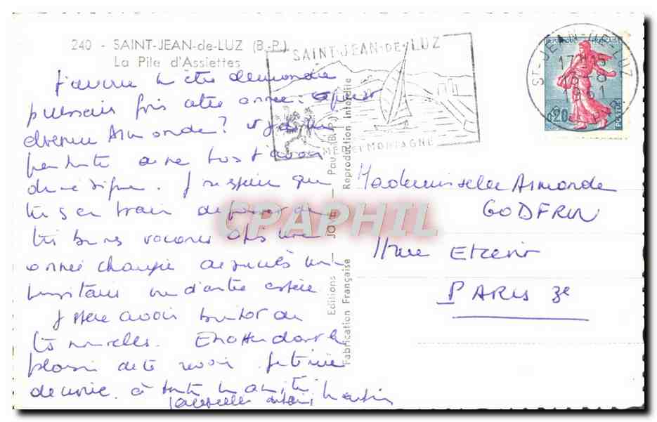 La Pile d'Assiettes — Saint-Jean-de-Luz — Éditions Françaises — Verso