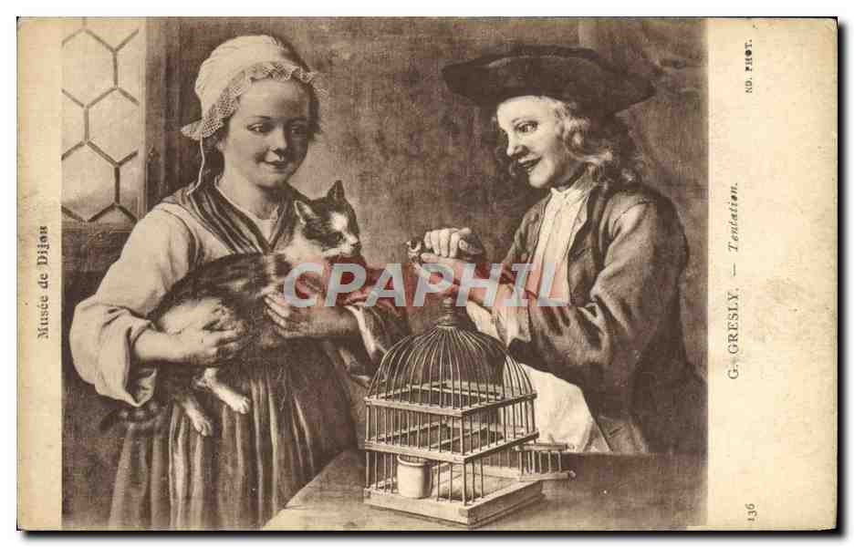 CPA Musee De Dijon Gresly Tentation Chat