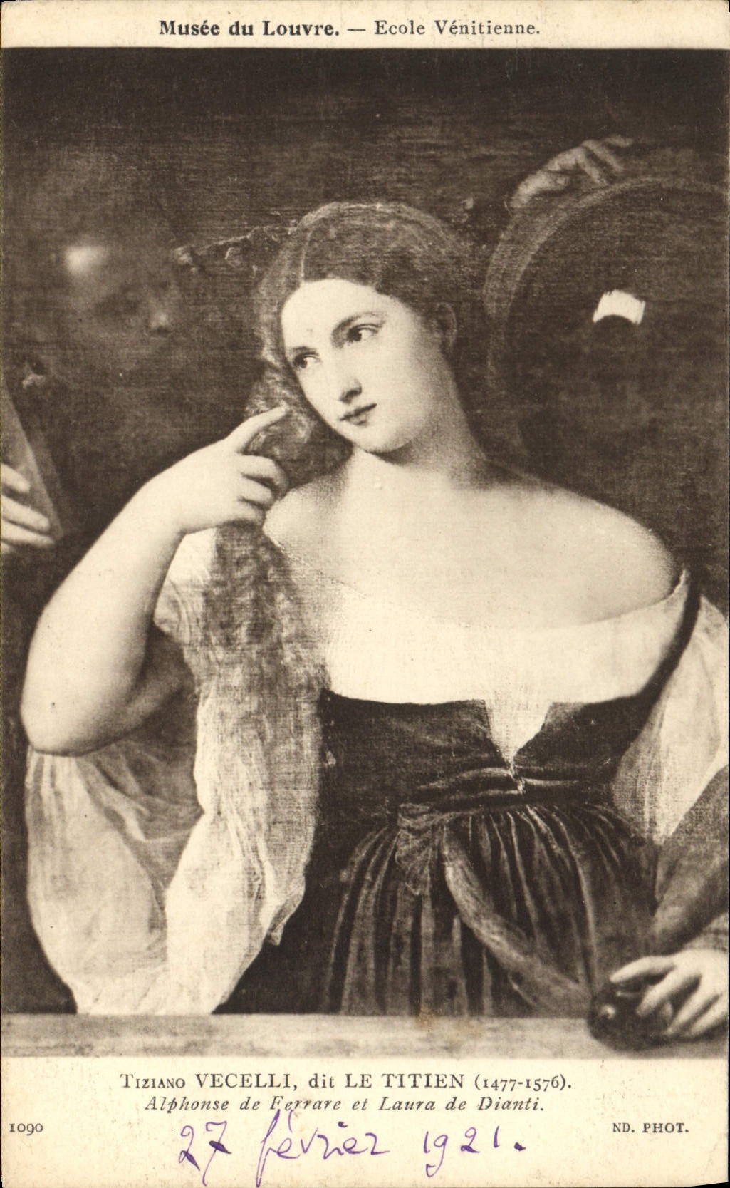 CPA Musee De Louvre Ecole Venitienne Tiziano Vecelli dit le Titien Alphonse de Ferrare et Laura de Dianti