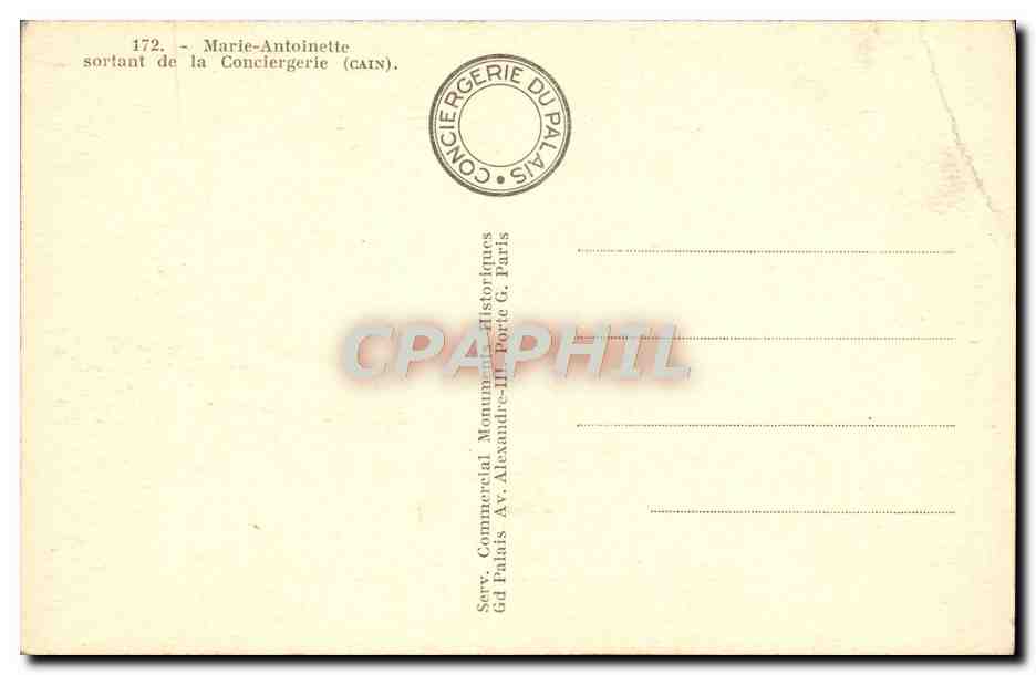 CPA Marie Antoinette Sortant De la Conciergerie — Rückseite
