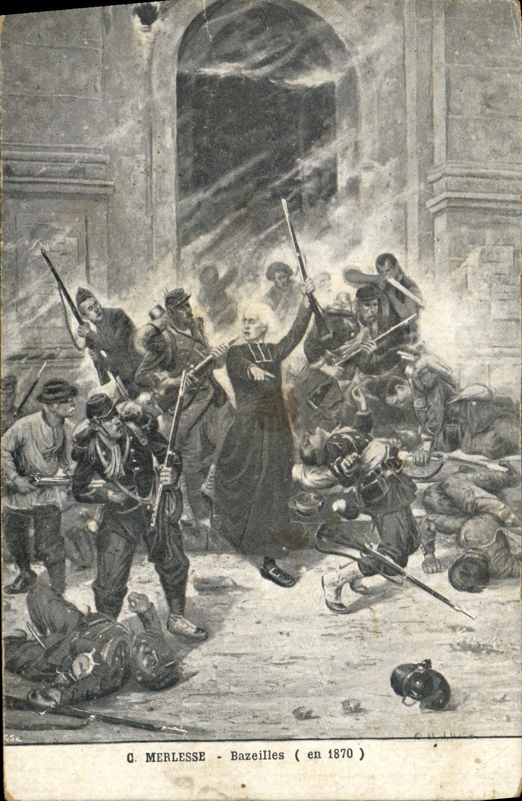 CPA Merlesse Bazeilles en 1870 Militaria