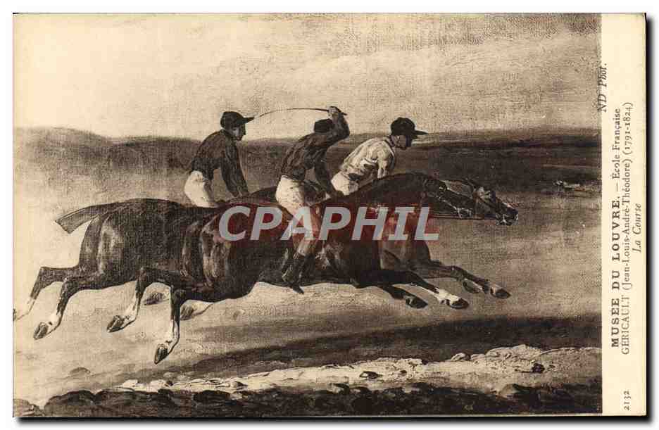 CPA Musee Du Louvre Ecole Francaise Gericault La course Hippisme Chevaux Jockey
