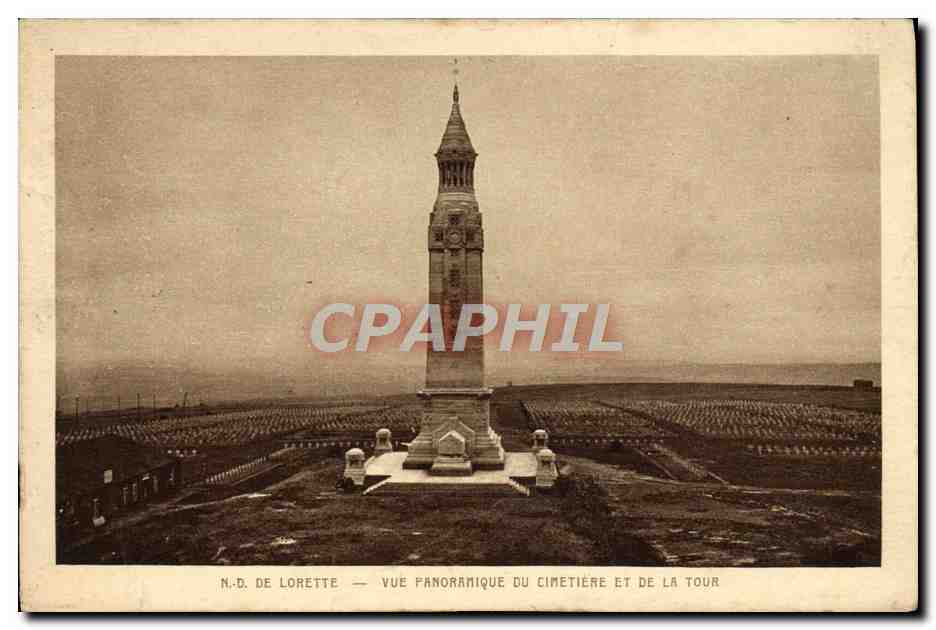 CPA N D De Lorette Vue Panoramique Du Cimetiere Et De La Tour