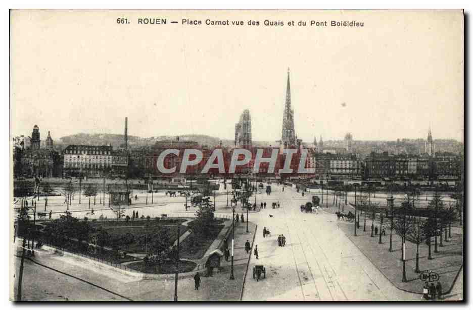 CPA Rouen Place Carnot Vue Des Quais Et Du Pont Boieldieu