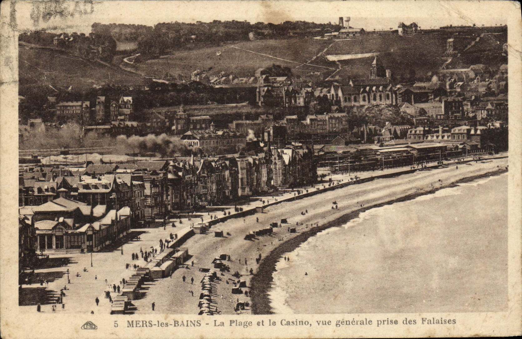CPA Mers Les Bains La Plage Et Le Casino Vue Generale Prise Des Falaises