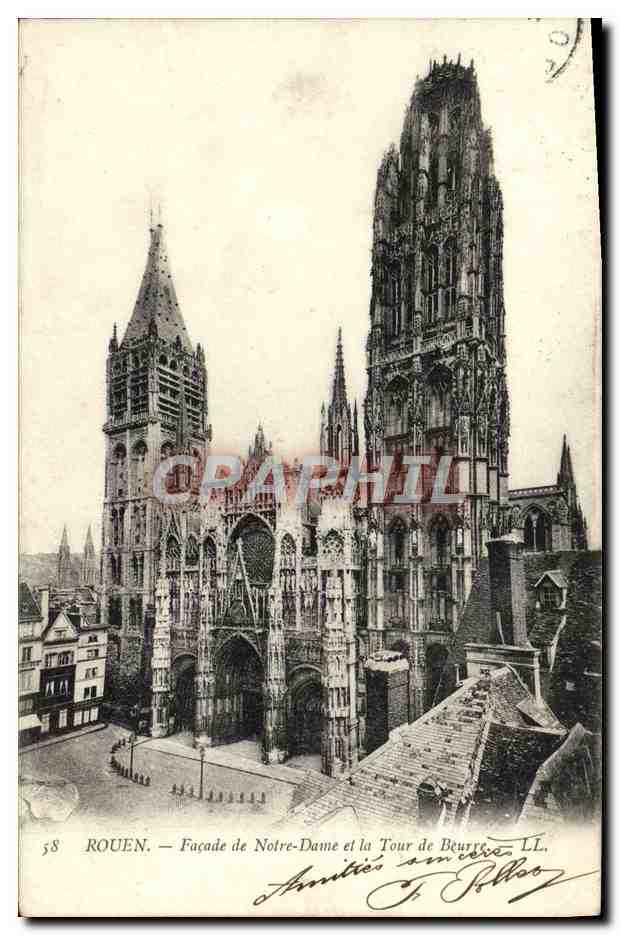 CPA Rouen Facade De Notre Dame Et La Tour De Beurre