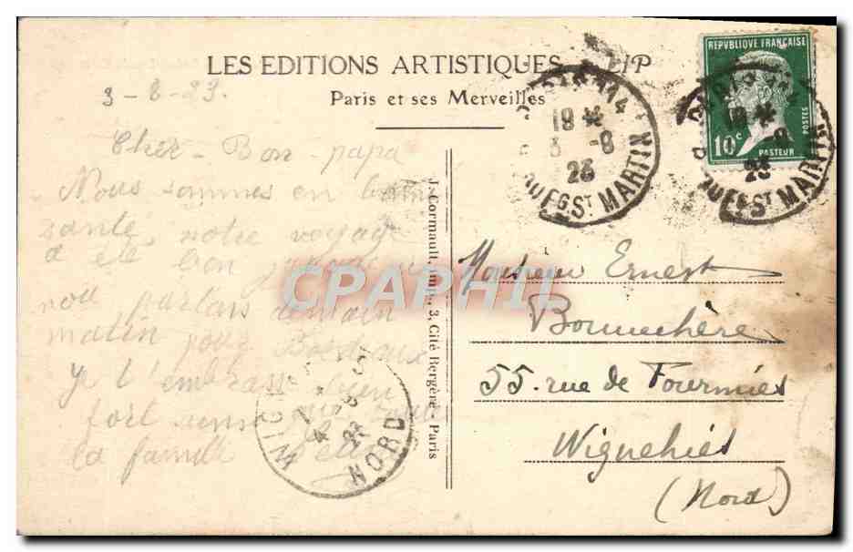 CPA Paris Le Route et la Porte Saint Denis  — Verso