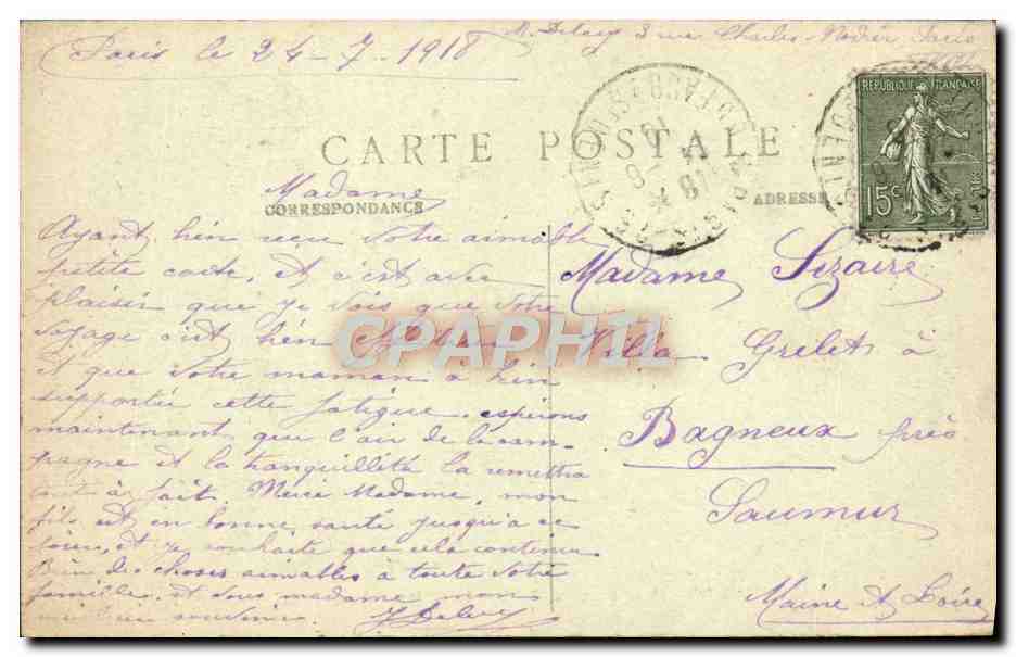 CPA Paris Panorama de Paris et Rue Andre del Sarte — Rückseite