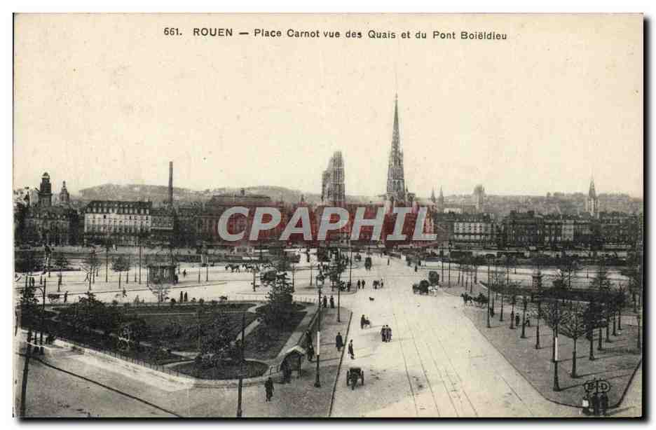 CPA Rouen Place Carnot Vue des Quais et Du Pont