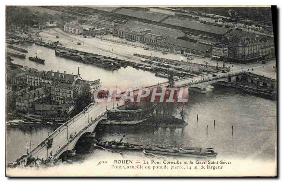CPA Rouen Le pont Corneille et la gare Saint Sever