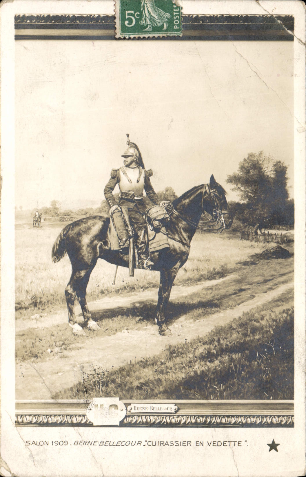 CPA Salon 1909 Berne Bellecour Cuirassier en vedette Militaria 