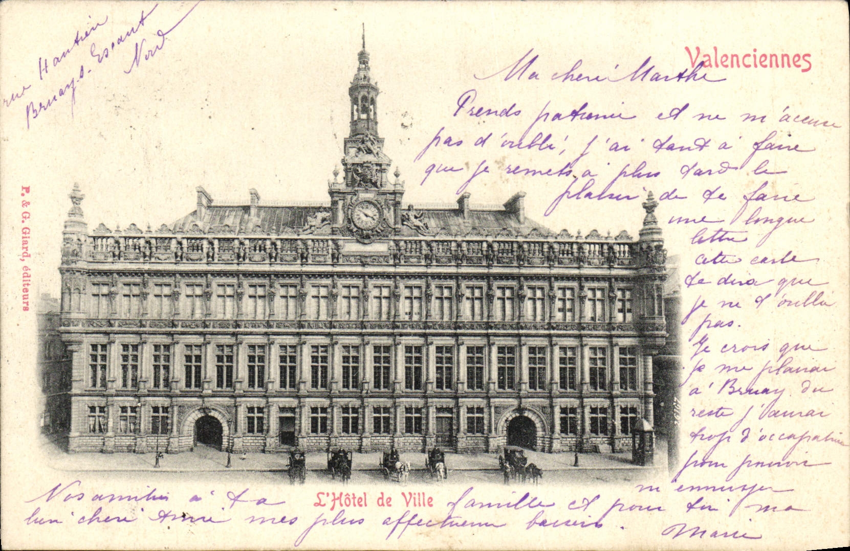 Antike Ansichtskarte Valenciennes Das Rathaus