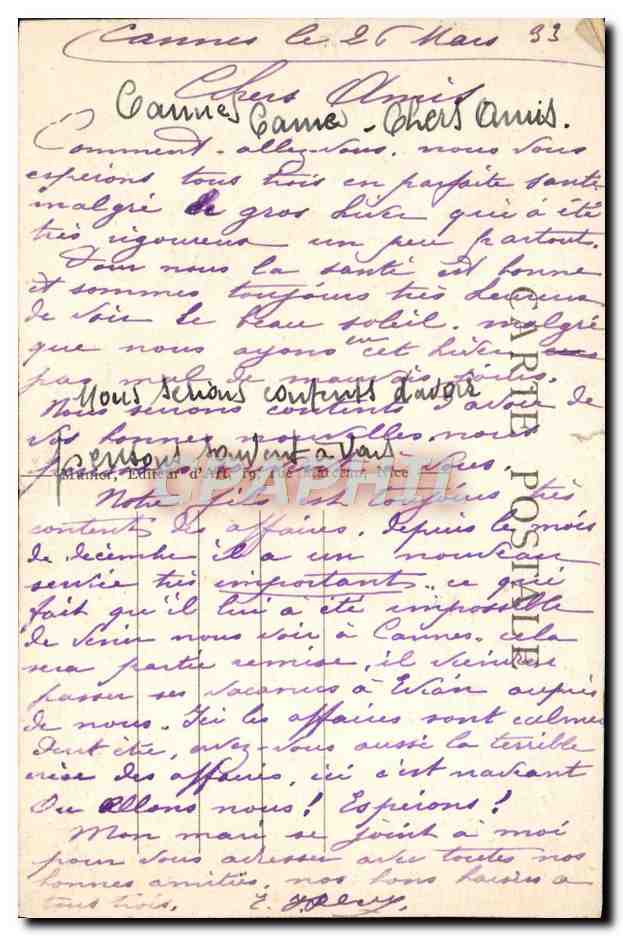 CPA Cannes Esplanade des Allies — Verso