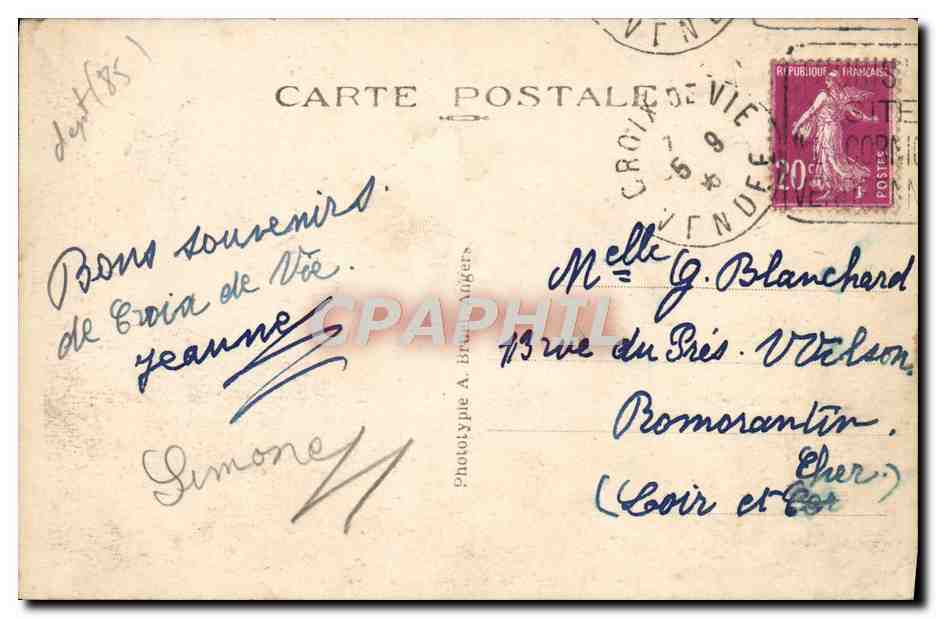 CPA Croix de Vie La Plage  — Verso