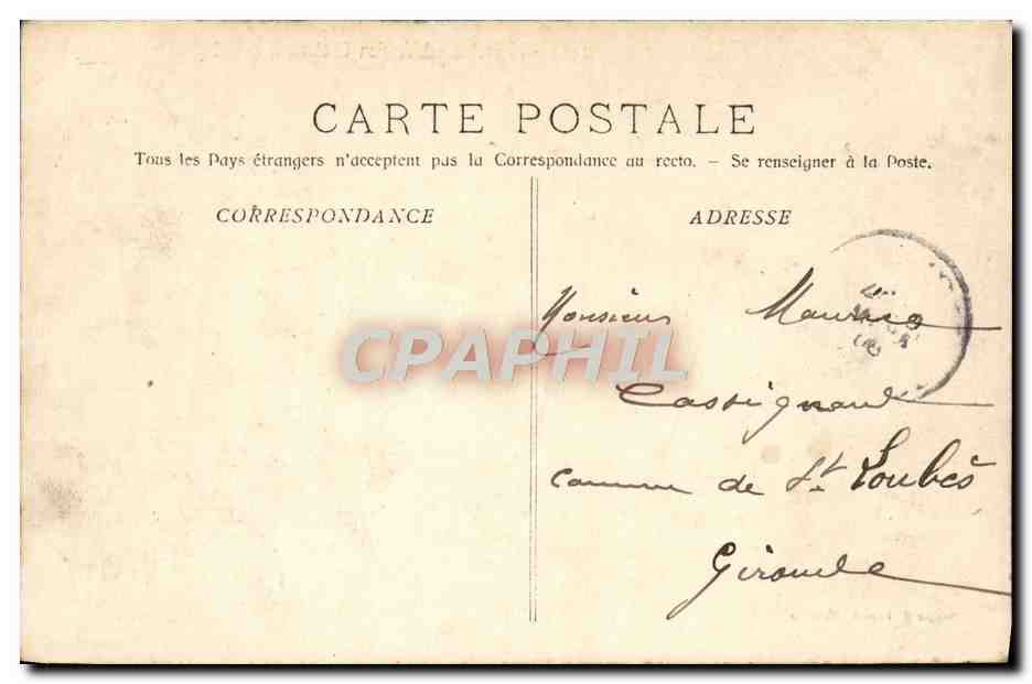CPA Marseille L'Ancien Chateau Imperial Institut Pasteur  — Rückseite