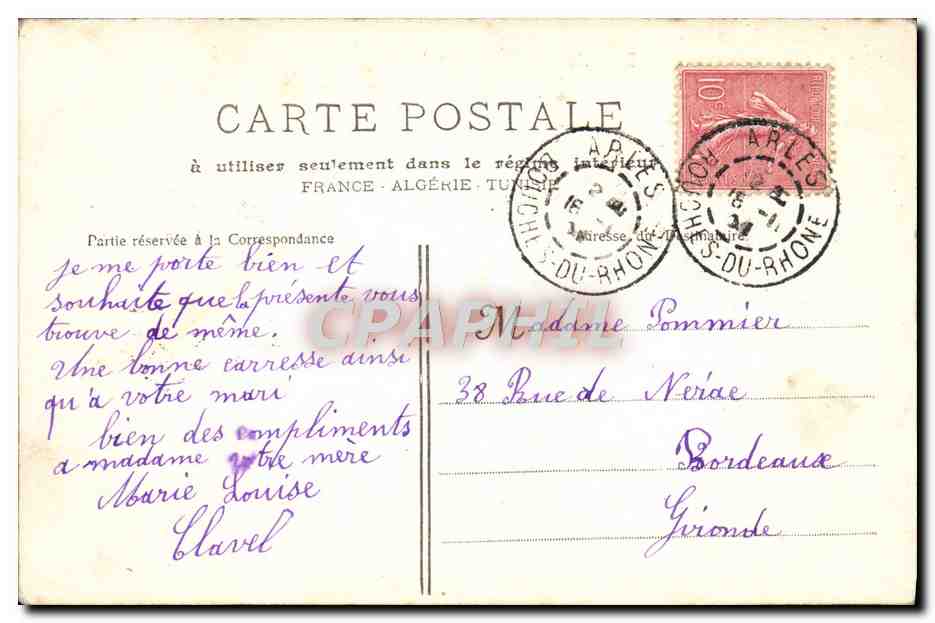 CPA Arles La Chapelle Saint Honorat — Rückseite