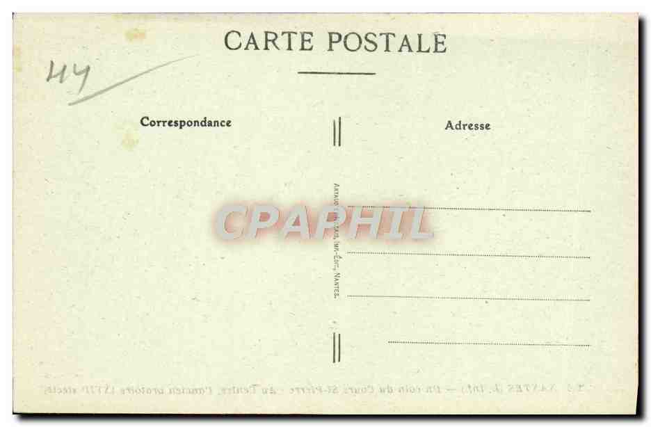 CPA Nantes Un Coin du Cours St Pierre Au centre l'ancien oratoire  — Verso