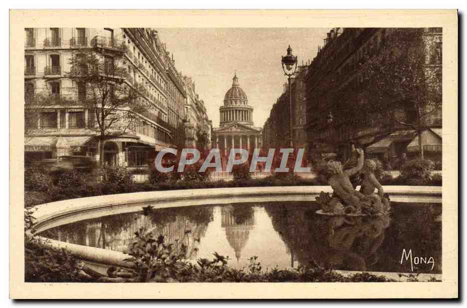 CPA Paris Place Ed Rostand La rue Soufflot et le Pantheon 