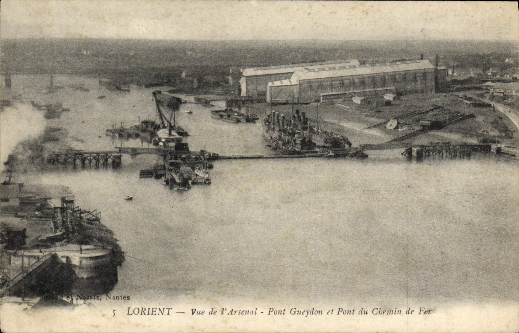 Lorient — Vue de l'Arsenal - Pont Gueydon et Pont du Chemin de Fer — Éd. Grand et Pazzais, Nantes, n°5