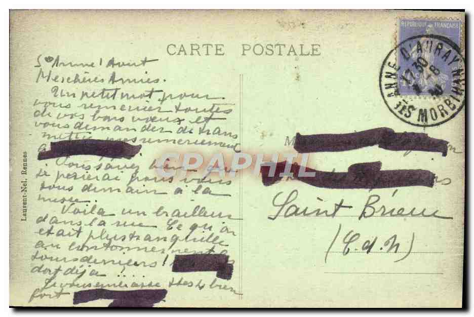 CPA Ste Anne d'Auray Le calvaire et le cloitre Christ — Verso