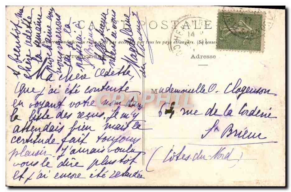 Belle-Île-en-Mer (Morbihan) — Rocas de la Costa Salvaje — Fototipo Vassellier, N°1396 — Reverso