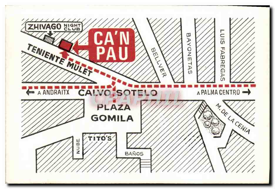Carte de visite Ca'n Pau Guitarristas Cada Noche Palma Guitare — Rückseite