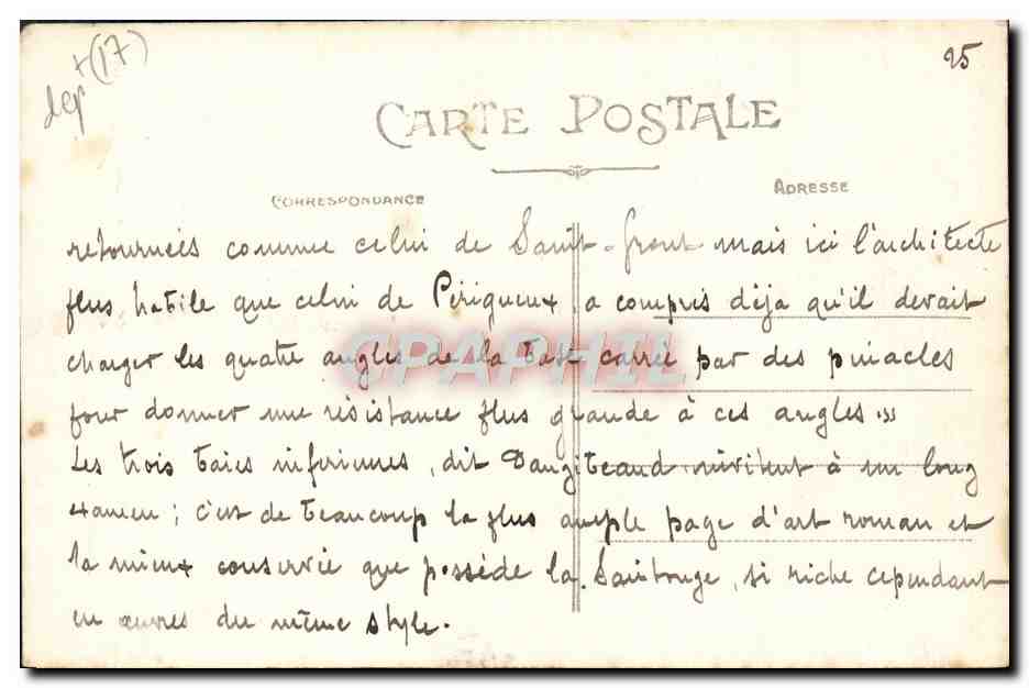 CPA Saintes Caserne Taillebourg Clocher de l'abbaye des Dames Cour de Bautzen — Back
