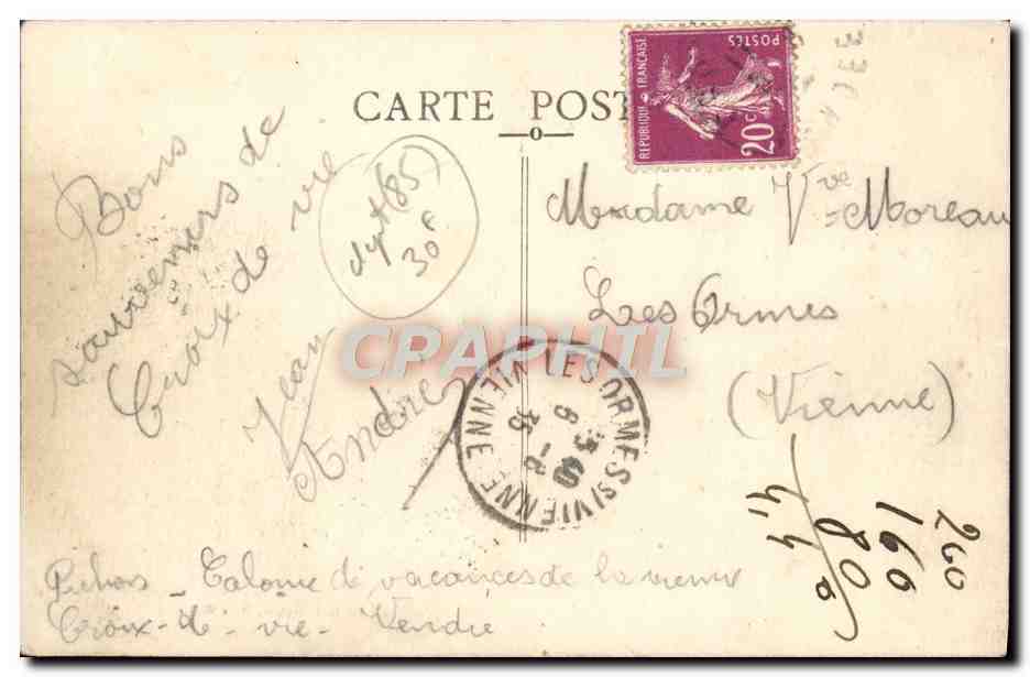 CPA Croix de Vie La Corniche Vendeenne Plage de La Pelle a Porteau — Verso