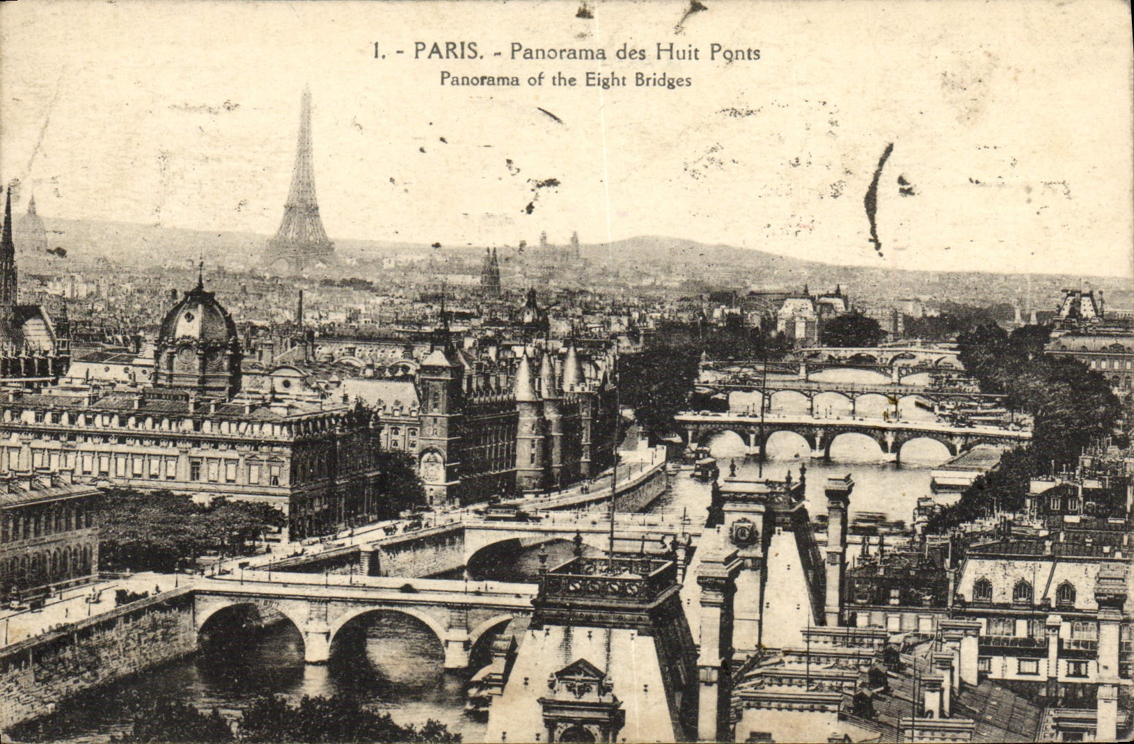 Paris - Panorama des Huit Ponts — éditeur et n° de série non lisibles